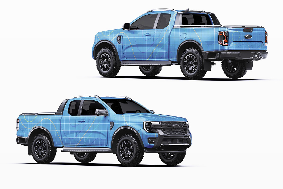 Super Cab 4x4 Pickup Wrap Mockup Set, a Product Mockup by Halal Graphic Studio (Photo 10 of 15)