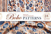 Boho Patterns, blue and terracotta, a Pattern Graphic by L- design studio (Thumbnail 1 of 6)