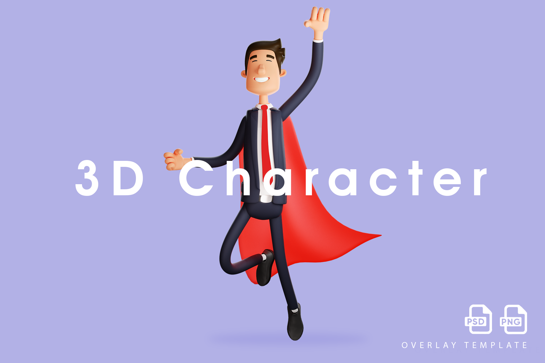 3D Businessman flying with red robe, a Work Illustration by ...