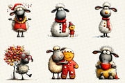 Funny Christmas Sheep Clipart, an Illustration by DreamCafeArt (Thumbnail 2 of 8)