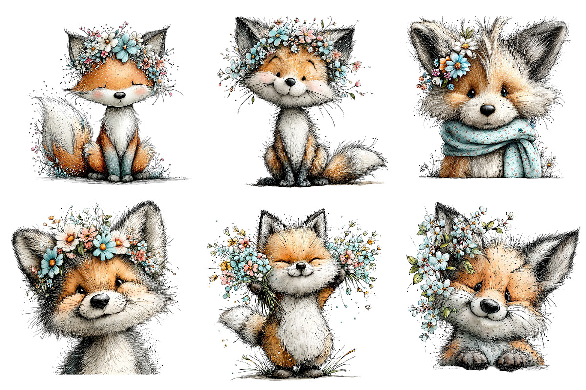 Whimsical Spring Fox Clipart, an Illustration by Dream Creation (Photo 4 of 4)