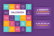 Halloween Line Art Icons, an Outline Icon by Anna_leni (Thumbnail 1 of 6)