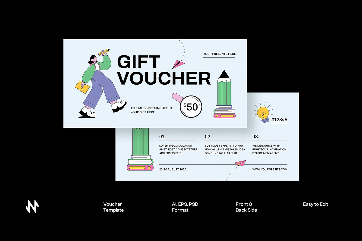 Flat Vector Back to School Voucher, a Card Template by Neermana (Photo 1 of 4)