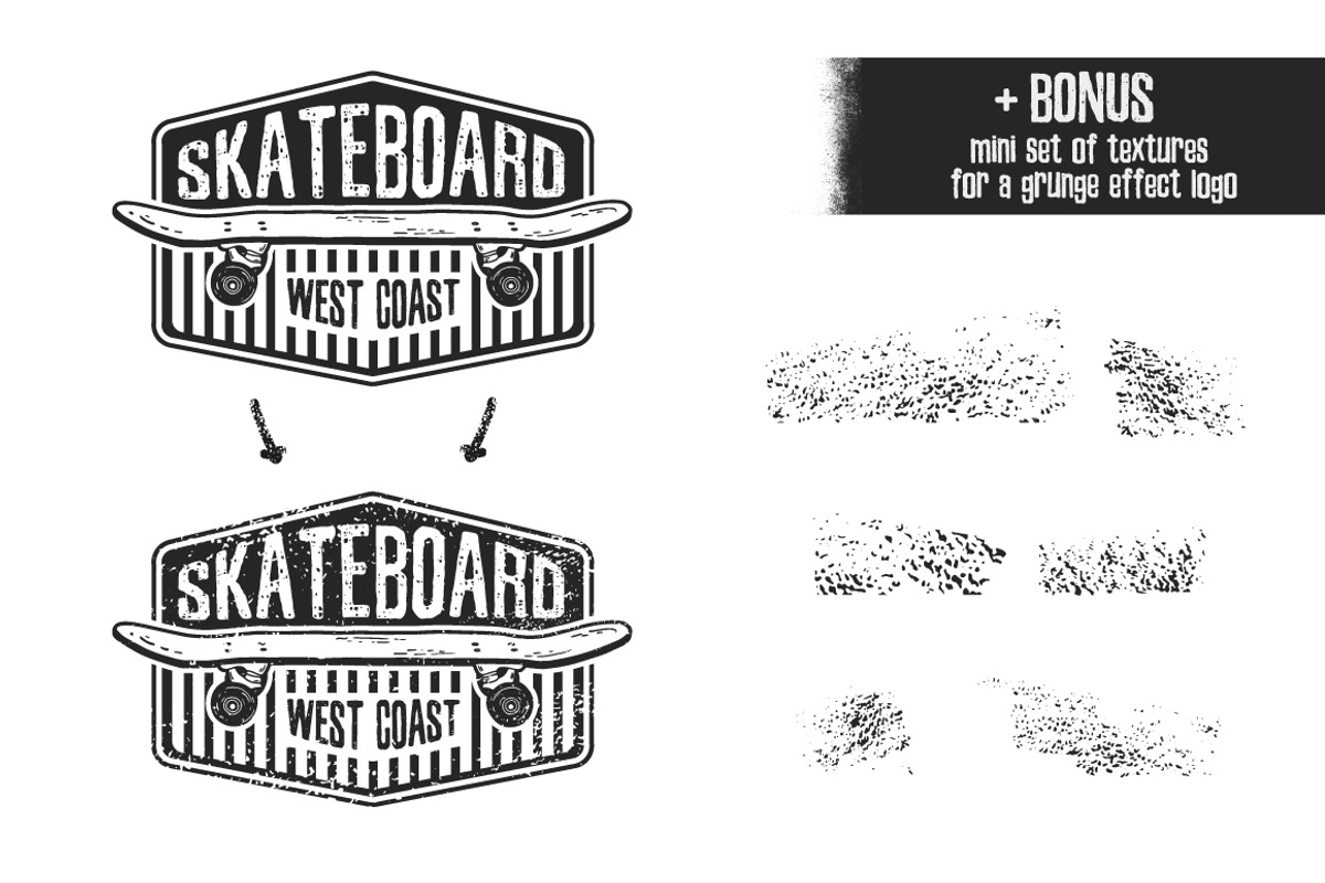 Retro skateboard | Template logo set, a Branding & Logo Template by Uniyok (Photo 3 of 3)