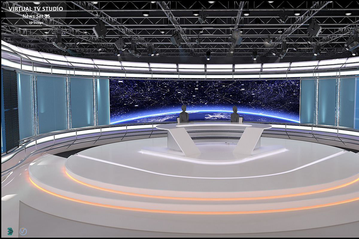 Virtual TV Studio News Set 35, an Architecture 3D Model by akerStudio (Photo 8 of 39)