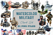 Watercolor Military Clipart (PNG), an Object Illustration by DesignBTF (Thumbnail 1 of 7)