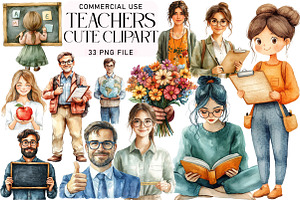 Cute Teachers Clipart, an Illustration by Daily.Designs