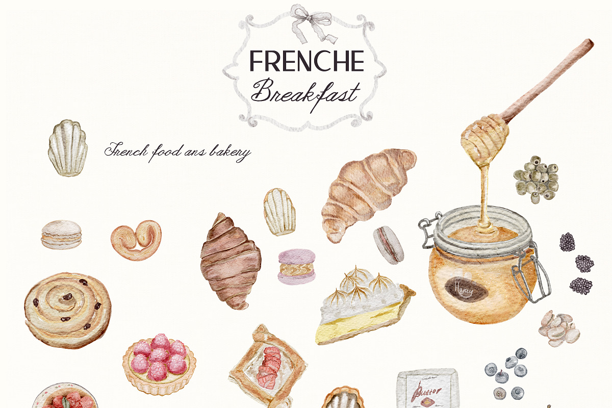 French Breakfast-Aesthetic food, a Food Illustration by Amely.Art (Photo 3 of 14)