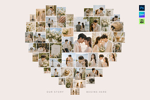 Love Heart Photo Collage Template, a Social Media Template by DesignerCandies