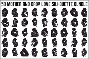 50 Mother and Baby Love Silhouette S, an Illustration by Designs_River