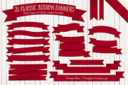 Ruby Ribbon Banner Clipart, an Illustration by Amanda Ilkov (Thumbnail 1 of 4)