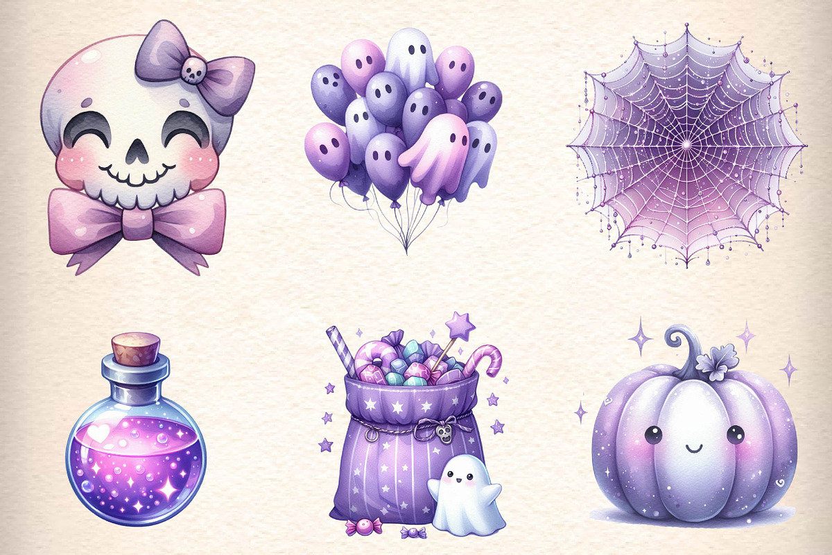 Pastel Purple Halloween Sublimation, an Illustration by CreationArt (Photo 4 of 5)