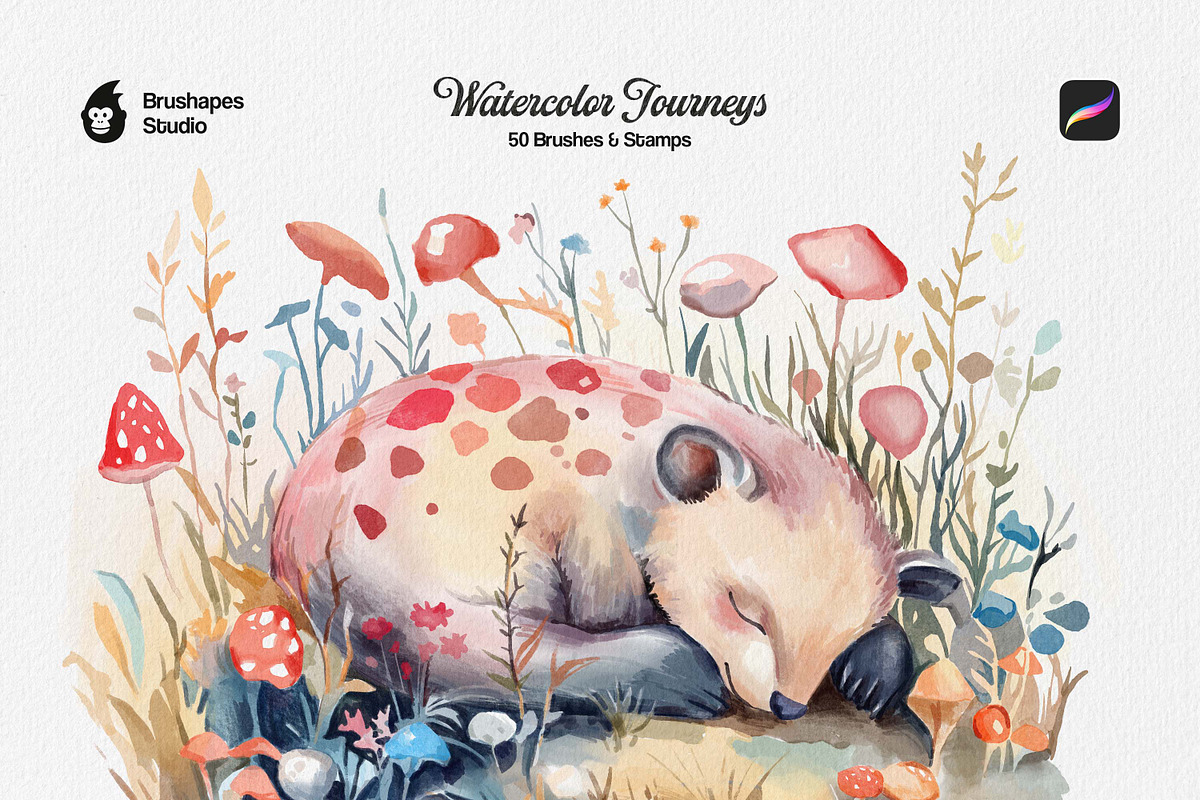 Watercolor Journey Procreate Brushes, a Brush Add-On by brushapes.com (Photo 3 of 11)