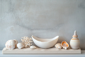 Seashell collection displayed, a Photo by Pavel_design