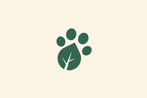 paw leaf foot print logo Design