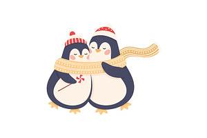 Cute Penguins As New Year