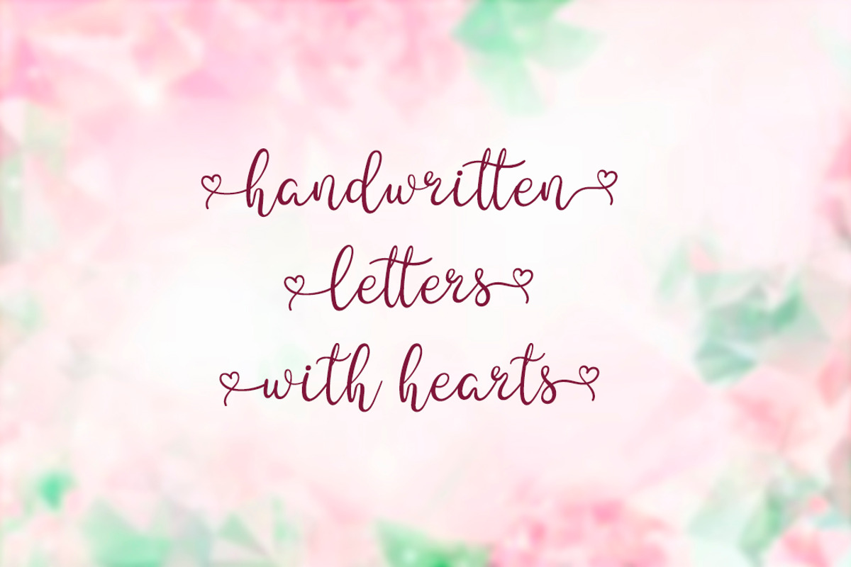 Lovely font with hearts, a Script Font by JuliaKJ (Photo 1 of 3)