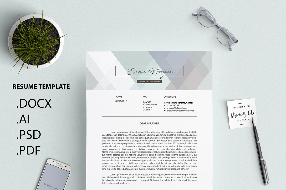 Crystal Pastel CV /Resume Template M, a Resume Template by Showy68 Template (Photo 4 of 4)