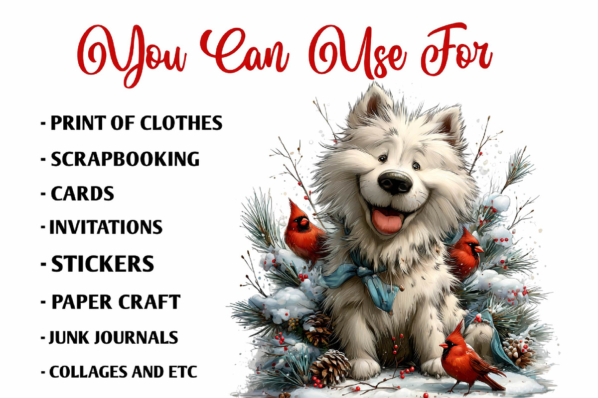 Cute Christmas Dogs Clipart Bundle, a Seasonal Illustration by fashionaddict (Photo 6 of 7)