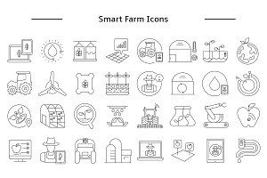 Smart Farm And Agri Tech Icons Set