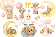 Baby Girl Watercolor clipart, an Animal Illustration by Natalya_Mona_Art (Thumbnail 1 of 10)