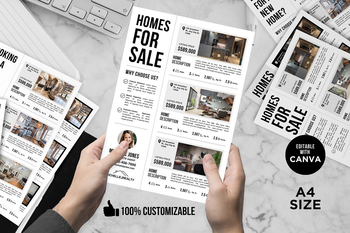 Homes for Sale Flyers Canva Template, a Flyer Template by CreativeVinesStore (Photo 2 of 8)