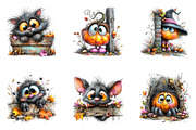 Halloween Peeking Clipart PNG, a Seasonal Illustration by CreationArt (Thumbnail 3 of 5)