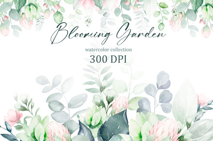 Pastel Flowers Watercolor set