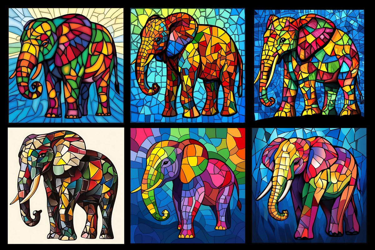 Stained Glass Elephant Coloring Page, an Animal Illustration by protabsorkar11 (Photo 6 of 6)