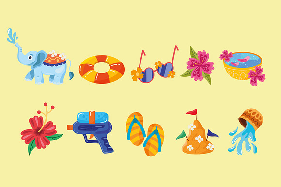 Songkran Festival Illustration Set preview 2