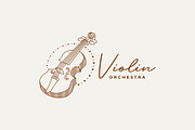 violin viola orchestra line art logo, a Branding & Logo Template by Blazybone (Thumbnail 1 of 2)