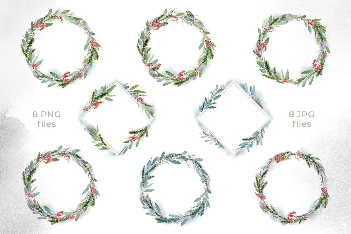 Christmas Watercolor Elements, an Illustration by LeiaSW (Photo 5 of 8)