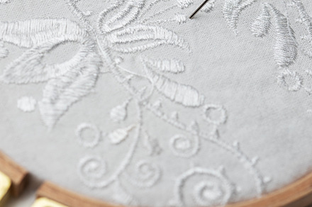 The process of embroidering a shirt with white threads on white, an Arts & Entertainment Photo by Olena Rudo