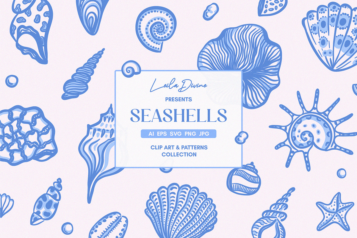 Seashells Clip Art & Patterns, an Object Graphic by Leila Divine (Photo 1 of 13)