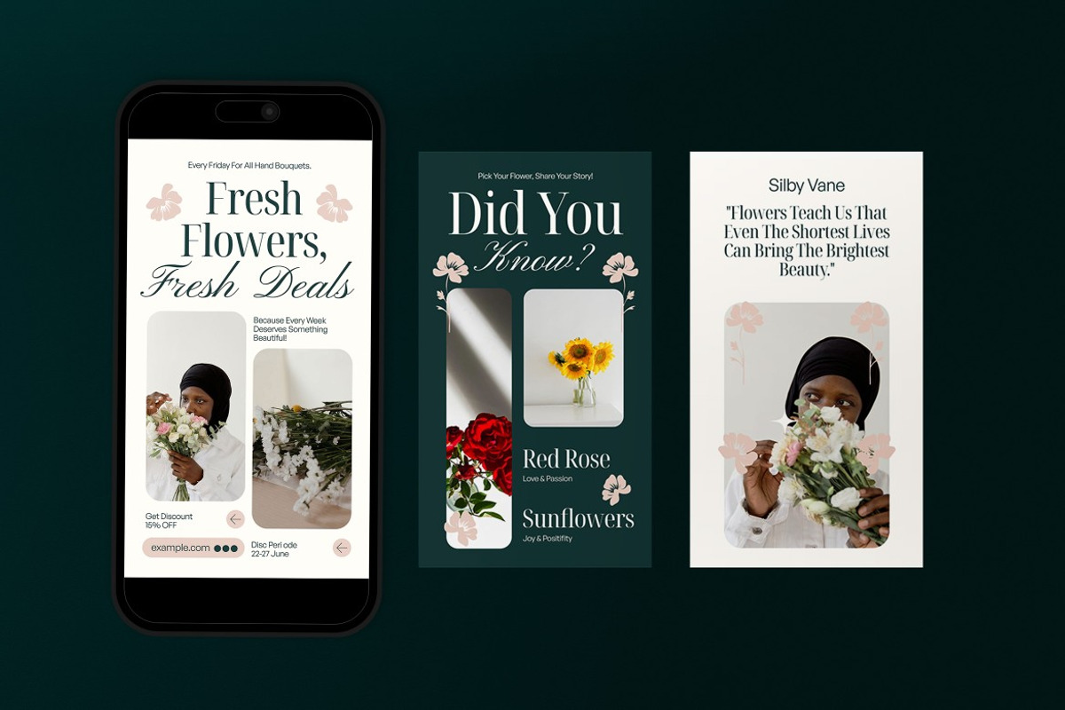 Florist Instagram Set, a Social Media Template by graphicook (Photo 3 of 3)