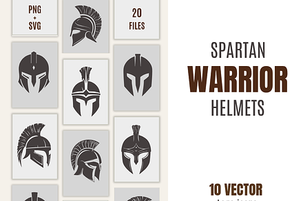 Spartan Warrior Helmets – 10 Vector, an Object Illustration by AvalgaCollectiblesan