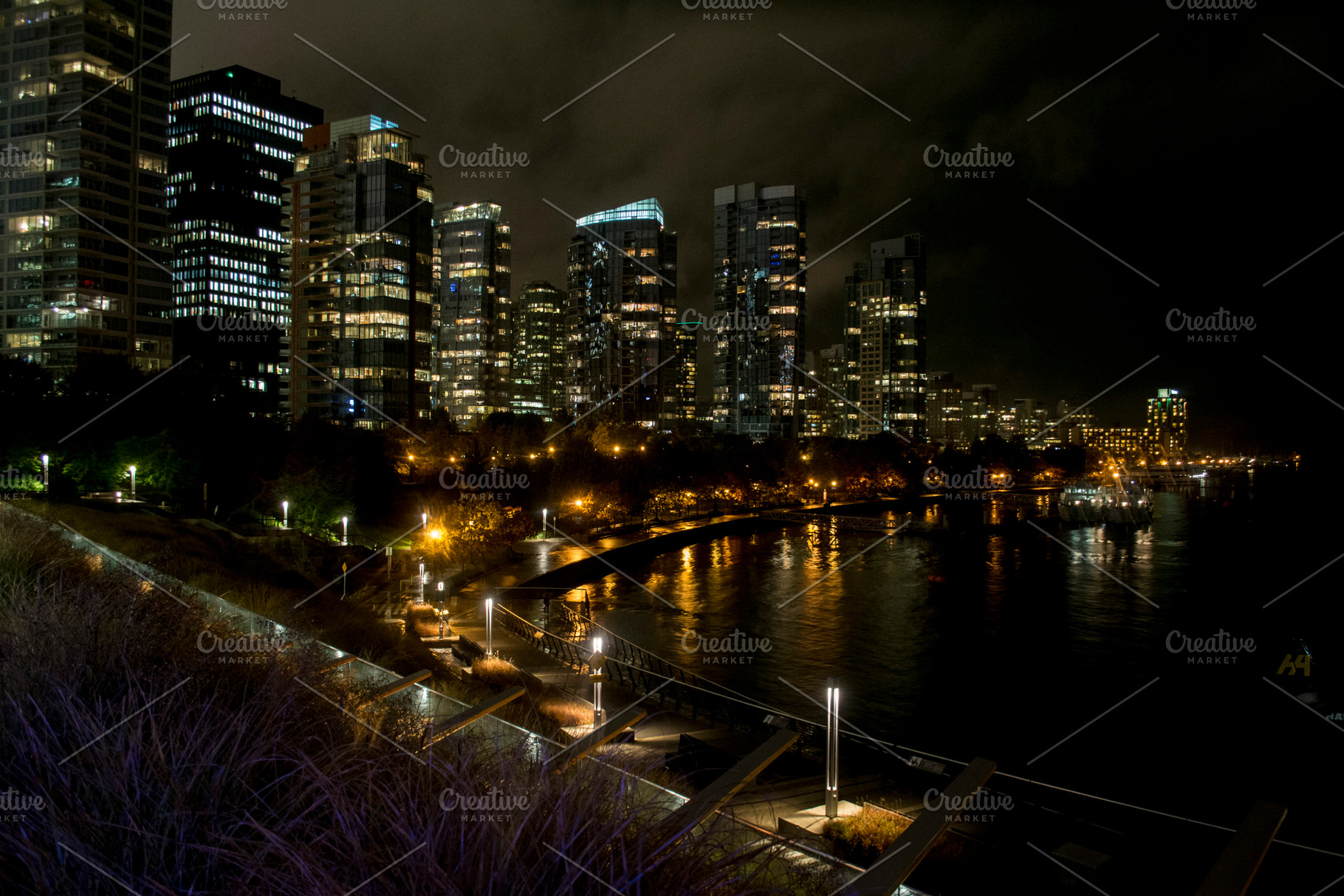 Night view at Vancouver Coal Harbour, an Architecture Photo by ANOVVA