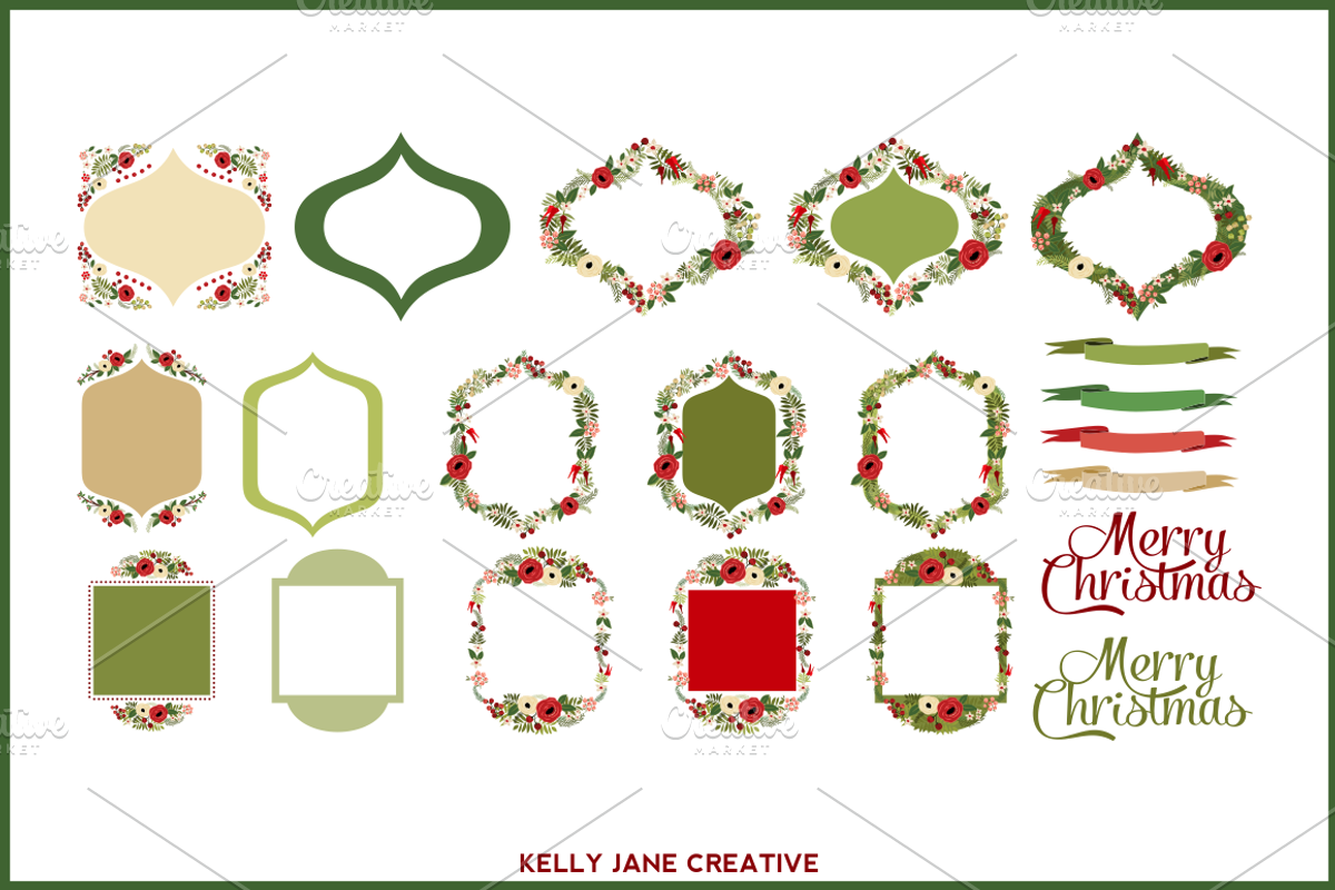 Christmas Wreaths & Frames - Vector, an Illustration by Kelly Jane Creative (Photo 2 of 2)