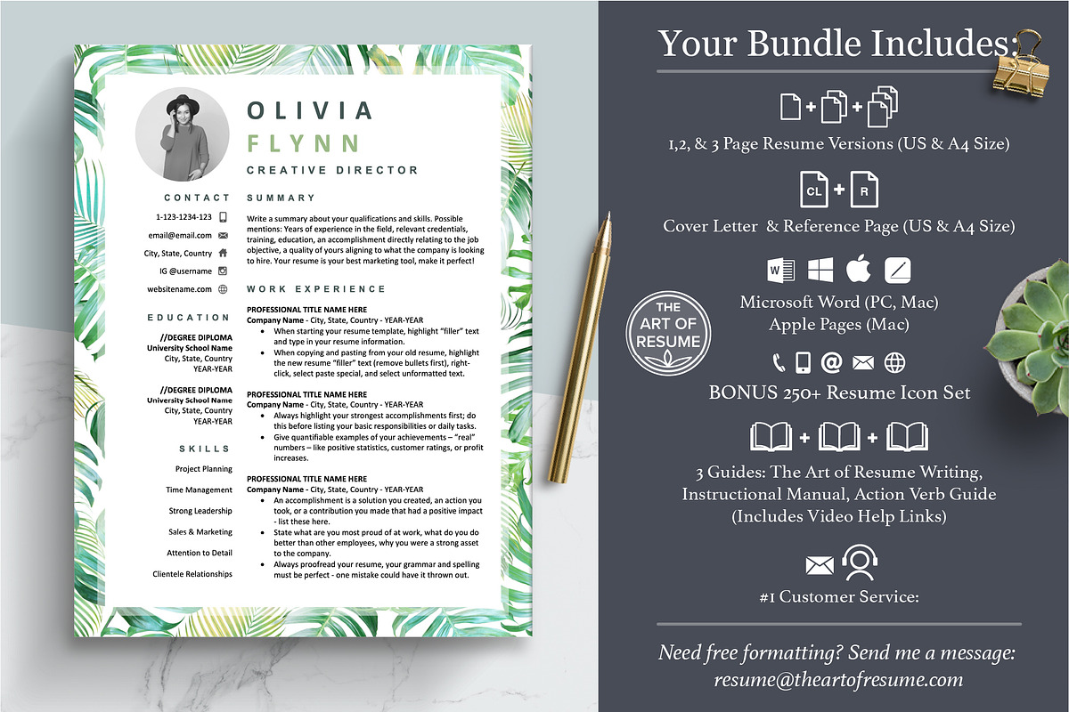 Creative Resume Template | Floral CV, a Resume Template by The Art of Resume (Photo 2 of 8)