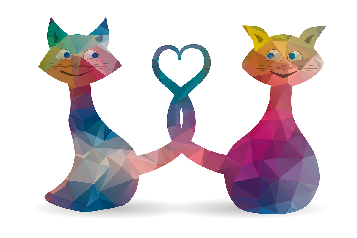 low poly love cats icon, a Decorative Illustration by noche