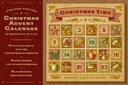 Vintage Christmas Advent Calendar, a Decorative Illustration by Retro Graphics (Thumbnail 1 of 3)