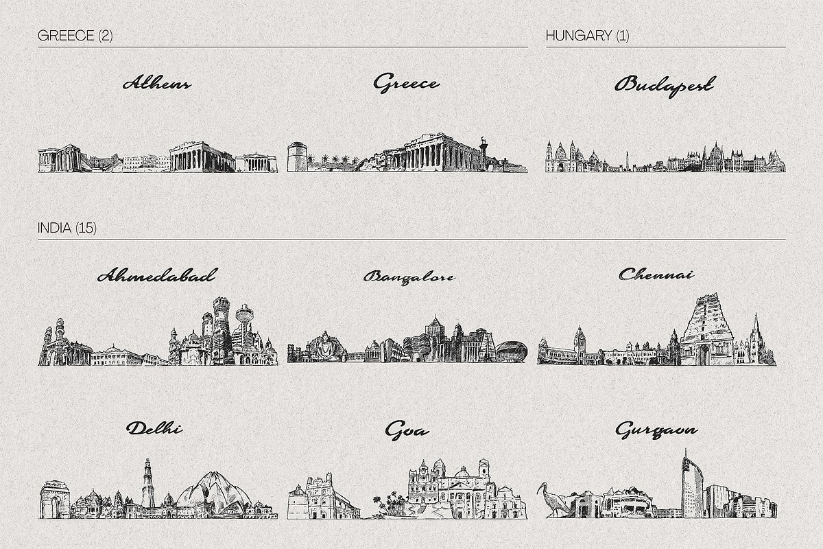 Hand Drawn City & Country Skylines, a Work Illustration by TheMountBirdStudio (Photo 8 of 20)