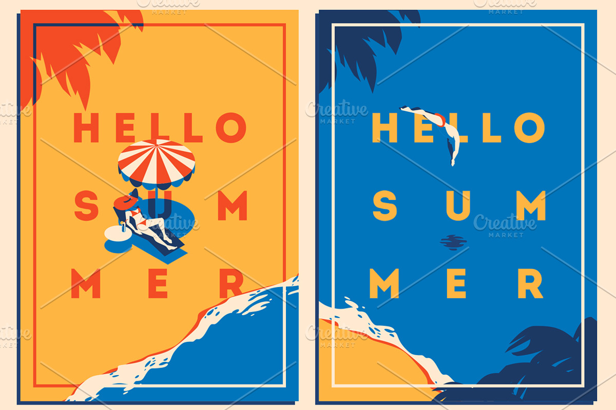 8 Summer Posters & Badge #1, a Decorative Illustration by Alexander Baidin (Photo 4 of 6)