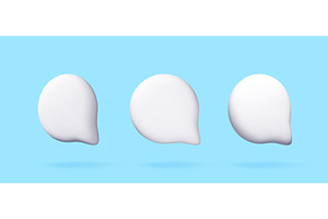 Three white 3D speech bubbles, an Illustration by Abscent