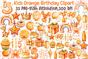 Kids Orange Birthday Watercolor Clip, an Illustration by Sublimation Artist (Thumbnail 1 of 6)