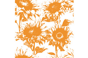 Sunflowers Seamless Pattern. Vector