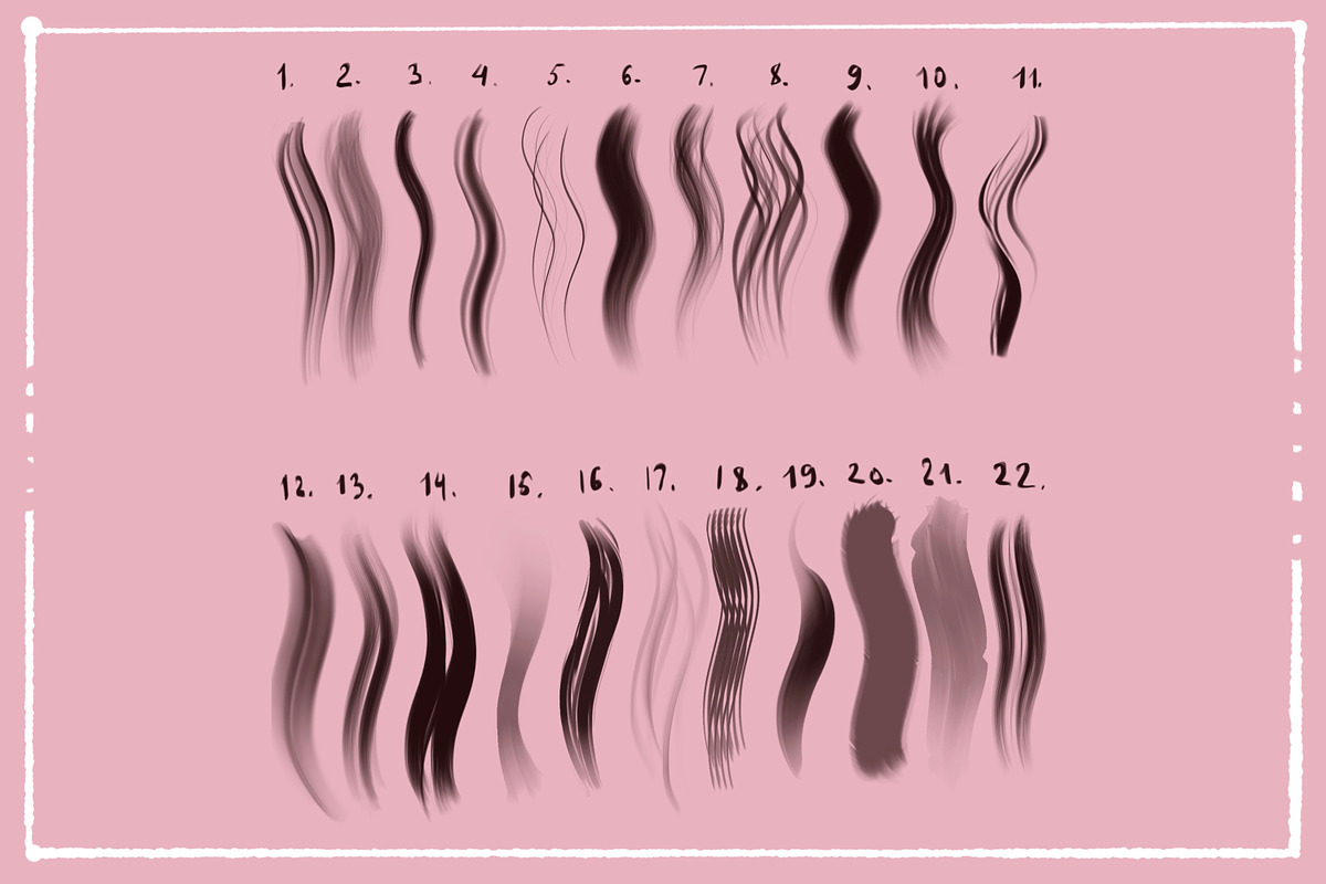 22 hair brushes for Procreate, a Brushes & More by Bluesssatan (Photo 3 of 3)