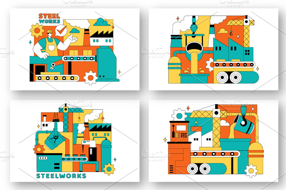 10 Steelworks Vector Illustration, a Technology Illustration by denayunebgt (Photo 2 of 4)