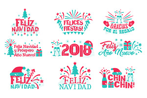 Happy new year spanish set.