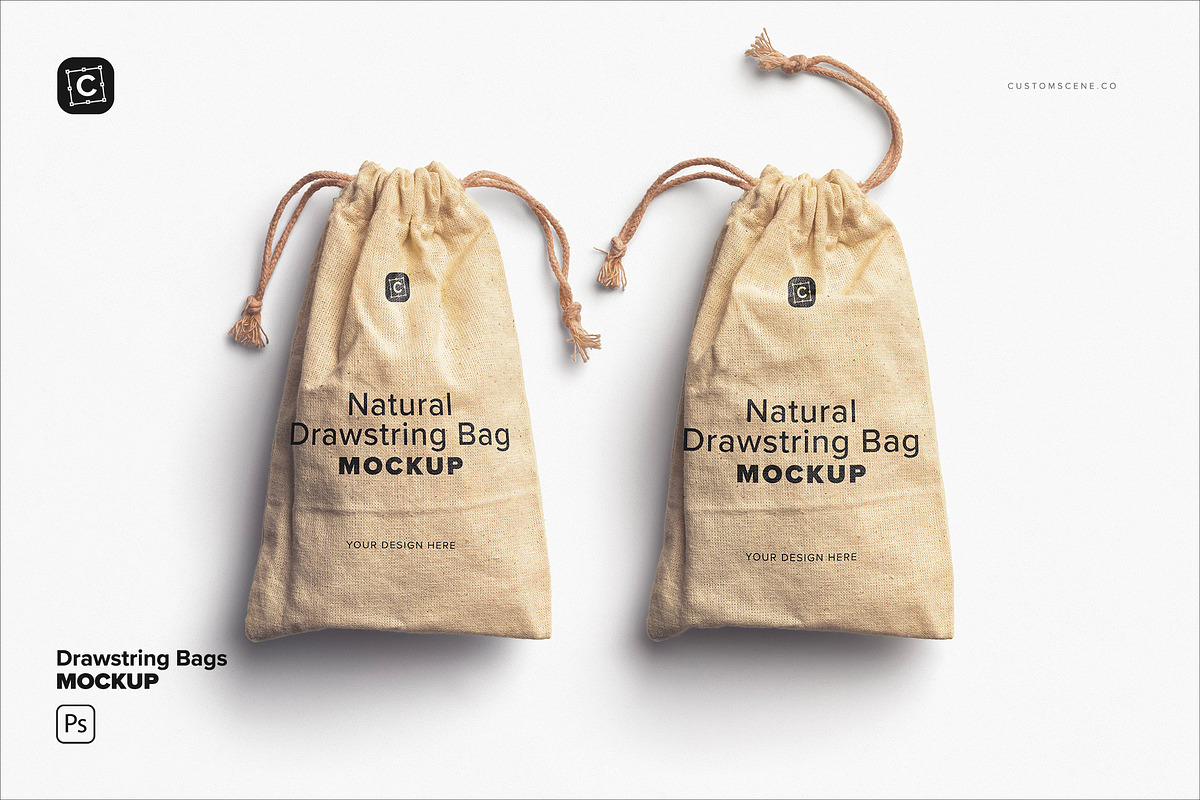 Drawstring Bags Mockup, a Mockup by Custom Scene (Photo 2 of 11)
